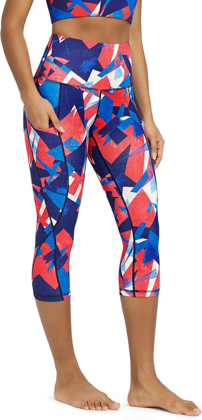 Women's High Waisted Yoga Capris with Pockets, Tummy Control Non See Through Workout Athletic Running Capri Leggings