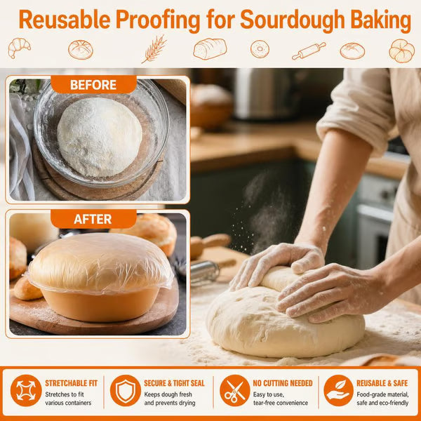 🔥LAST DAY SALE 49% OFF-Buy 1 Get 1 Free 100Pcs Medium Reusable Elastic Plastic Bowl Covers - Kitchen Bread Proofing