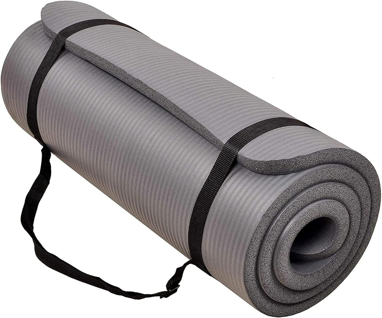 Yoga Mat, 1-Inch Extra Thick High Density Exercise Mat, Anti-Tear Exercise Yoga Mat with Carrying Strap, Suitable for Various Yoga Exercises, Multiple Colors