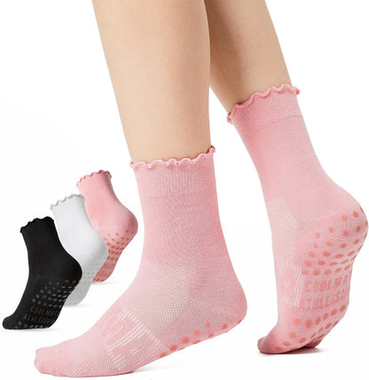 Pilates Socks with Grips for Women, Yoga Socks, Crew Non Slip Women for Barre, Pilates Gifts for Women
