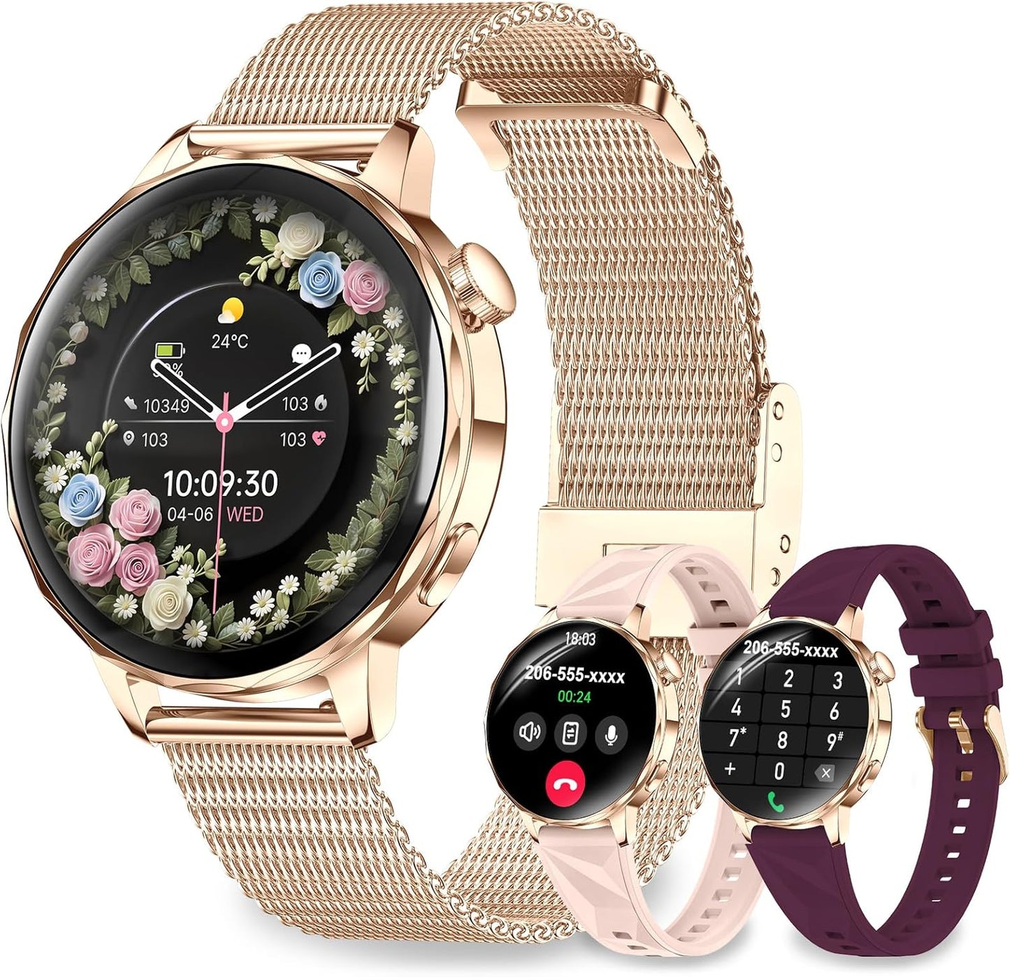 Women Smart Watch: 1.27" Call AnswerIP68 Fitness Tracker (Black)