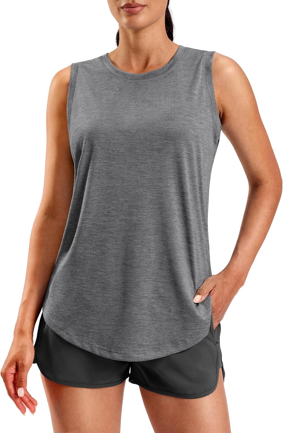Women's Lightweight Long Workout Tops Sleeveless Tennis Gym Yoga Shirts Athletic Running Tank Top for Women Loose Fit