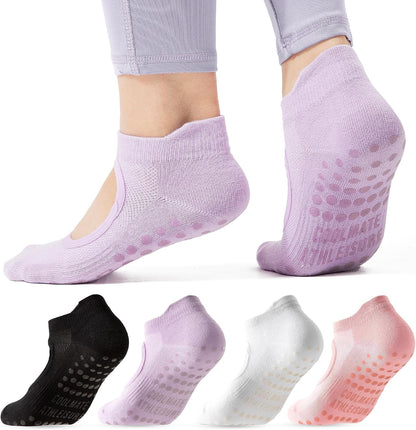 Pilates Socks with Grips for Women, Yoga Socks, Crew Non Slip Women for Barre, Pilates Gifts for Women
