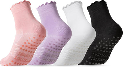 Pilates Socks with Grips for Women, Yoga Socks, Crew Non Slip Women for Barre, Pilates Gifts for Women