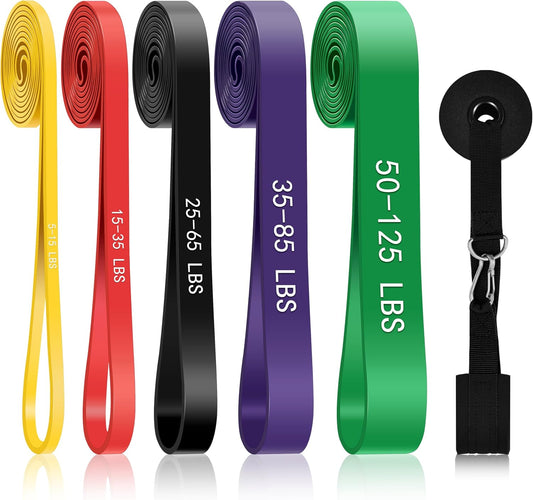 Pull Up Assistance Bands, 5-Level Resistance Bands for Working Out, Pull Up Bands for Men & Women, Exercise Bands for Full-Body Training, Fitness, Physical Therapy, Stretch Workout Bands at Home, Gym