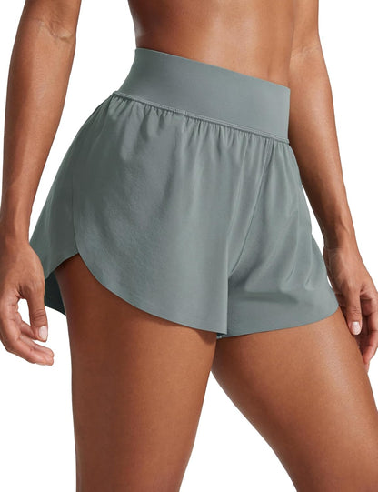 High Waisted Split Running Shorts for Women 3" - Comfy Mesh Liner for Workout Athletic Gym Track Quick Dry