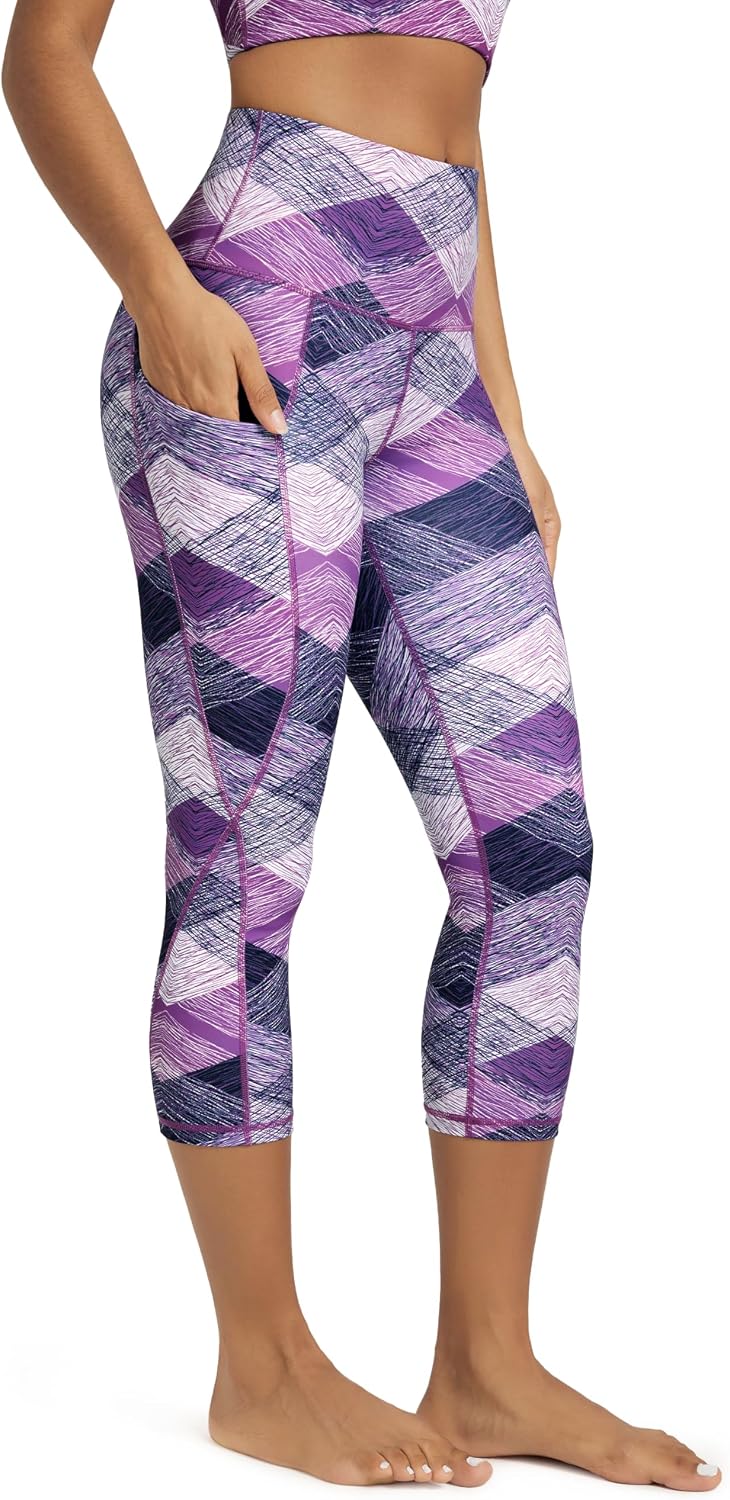 Women's High Waisted Yoga Capris with Pockets, Tummy Control Non See Through Workout Athletic Running Capri Leggings