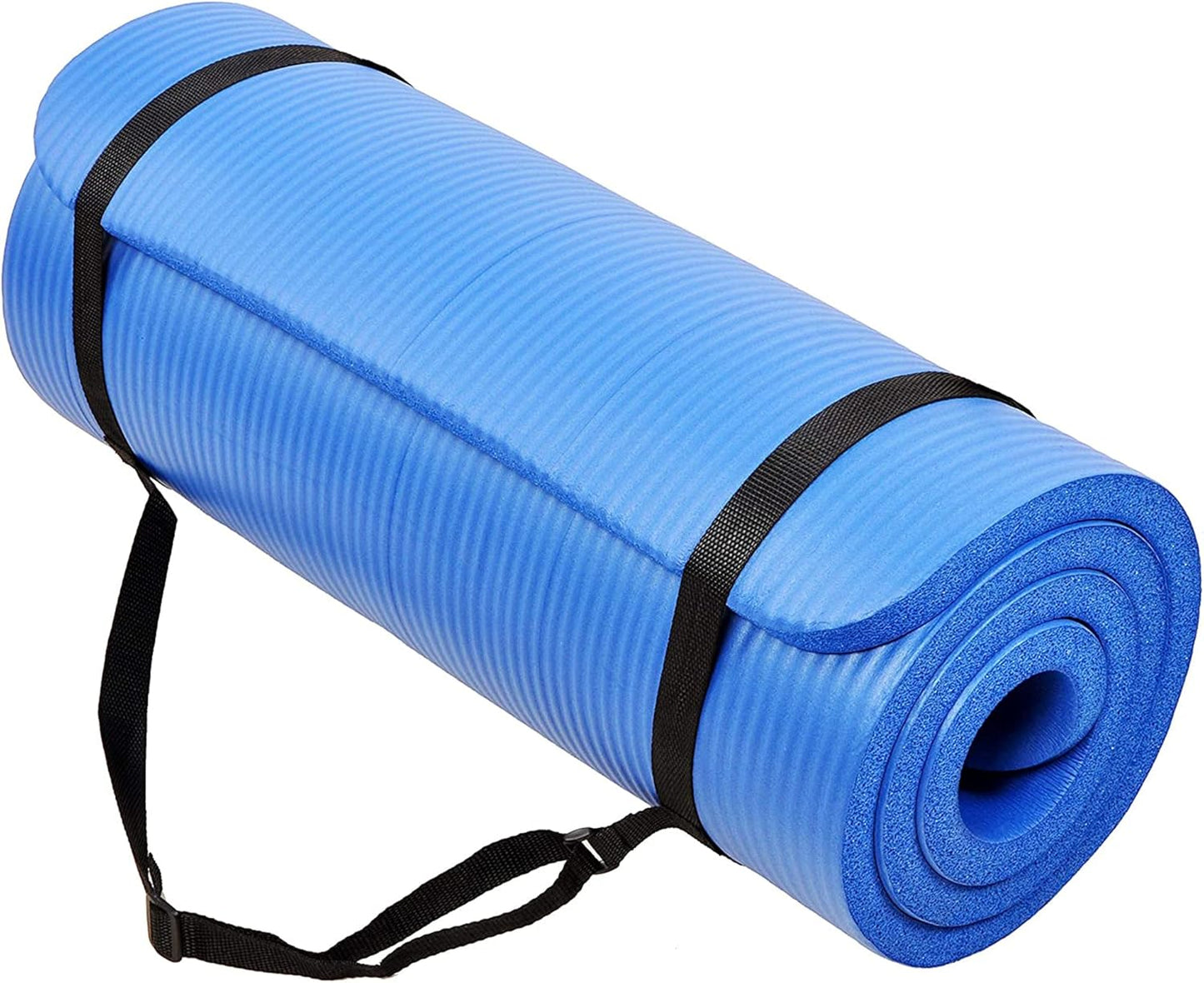 Yoga Mat, 1-Inch Extra Thick High Density Exercise Mat, Anti-Tear Exercise Yoga Mat with Carrying Strap, Suitable for Various Yoga Exercises, Multiple Colors