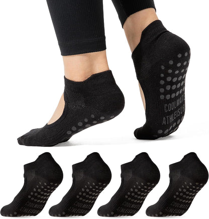 Pilates Socks with Grips for Women, Yoga Socks, Crew Non Slip Women for Barre, Pilates Gifts for Women