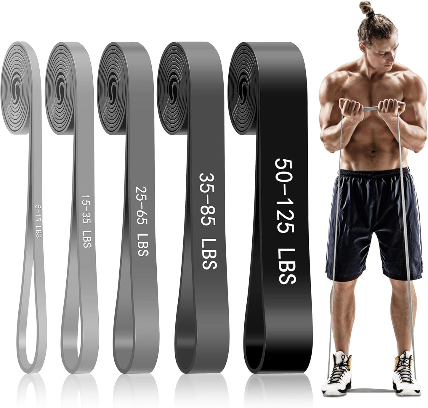 Pull Up Assistance Bands, 5-Level Resistance Bands for Working Out, Pull Up Bands for Men & Women, Exercise Bands for Full-Body Training, Fitness, Physical Therapy, Stretch Workout Bands at Home, Gym