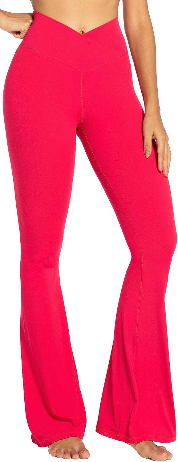 Leggings, Crossover Yoga Pants with Tummy Control, High-Waisted and Wide Leg