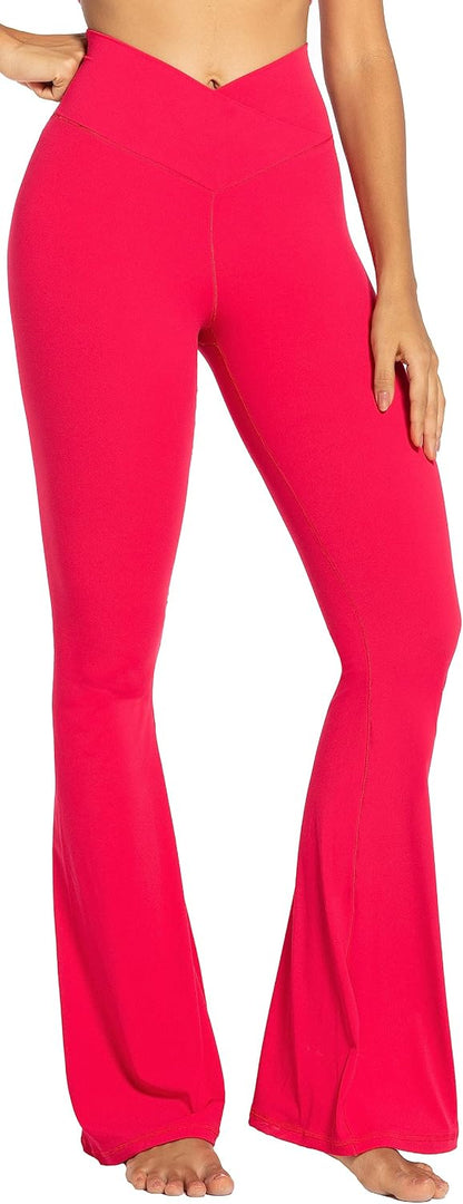 Leggings, Crossover Yoga Pants with Tummy Control, High-Waisted and Wide Leg