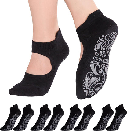 Pilates Socks with Grips for Women, Yoga Socks, Crew Non Slip Women for Barre, Pilates Gifts for Women