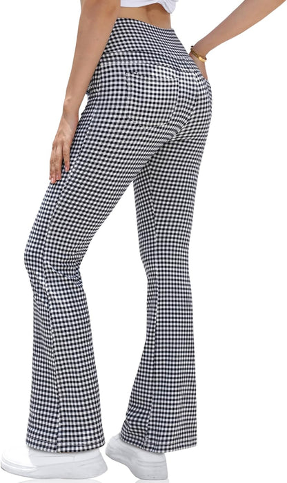 Women's Leggings - Bootleg Yoga Pants Flare with 4 Pockets,Tummy Control High Waisted Casual Dress Pants