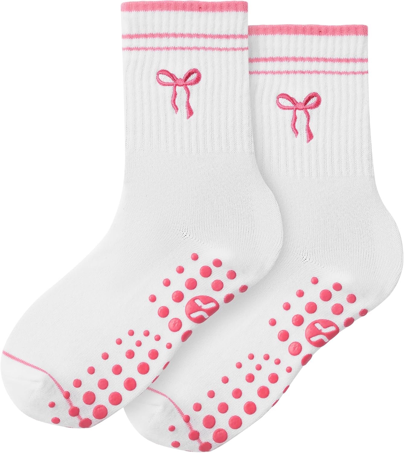 Pilates Socks with Grips for Women, Yoga Socks, Crew Non Slip Women for Barre, Pilates Gifts for Women