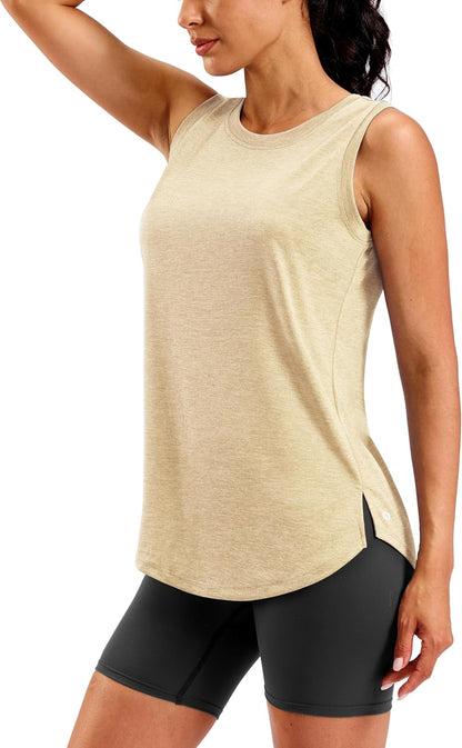 Women's Lightweight Long Workout Tops Sleeveless Tennis Gym Yoga Shirts Athletic Running Tank Top for Women Loose Fit