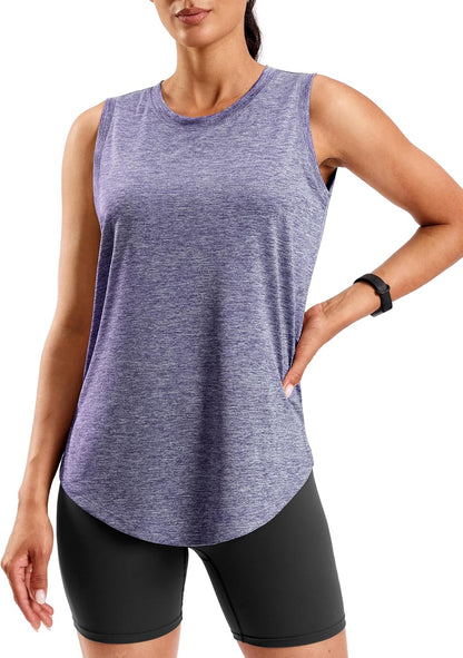Women's Lightweight Long Workout Tops Sleeveless Tennis Gym Yoga Shirts Athletic Running Tank Top for Women Loose Fit