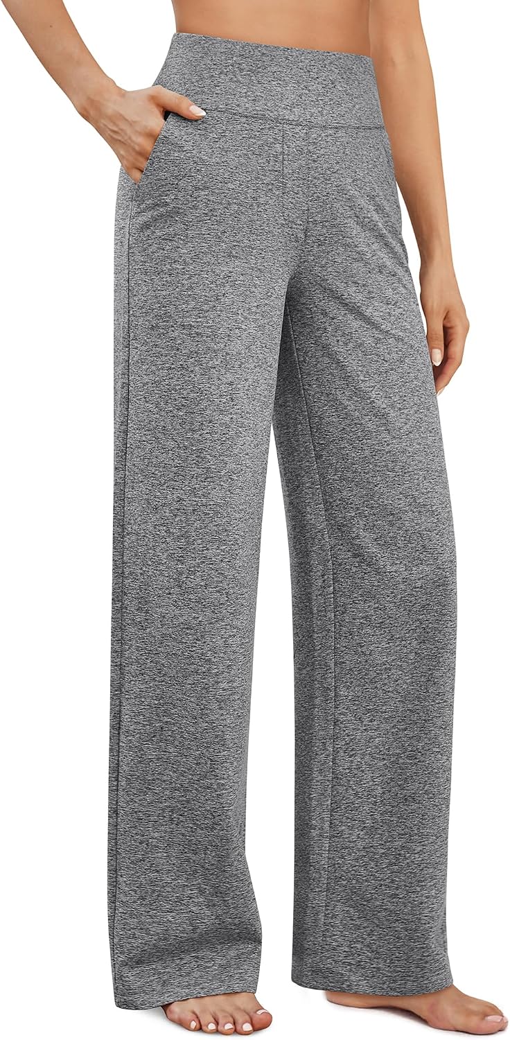 Yoga Pants Women Wide Leg Pants with Pockets High Waist Stretch Dress Casual Sweatpants Petite/Regular/Tall
