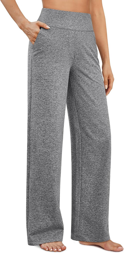 Yoga Pants Women Wide Leg Pants with Pockets High Waist Stretch Dress Casual Sweatpants Petite/Regular/Tall