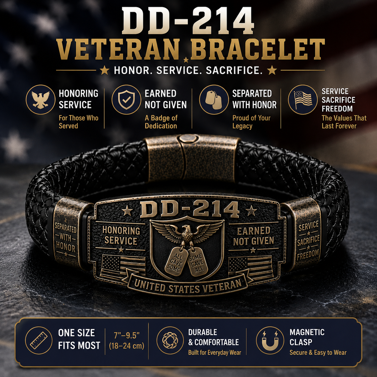 🎖️DD-214 Veteran Honor Bracelet - Handmade By VETERAN