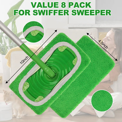 8-piece pack of reusable microfiber mop mats