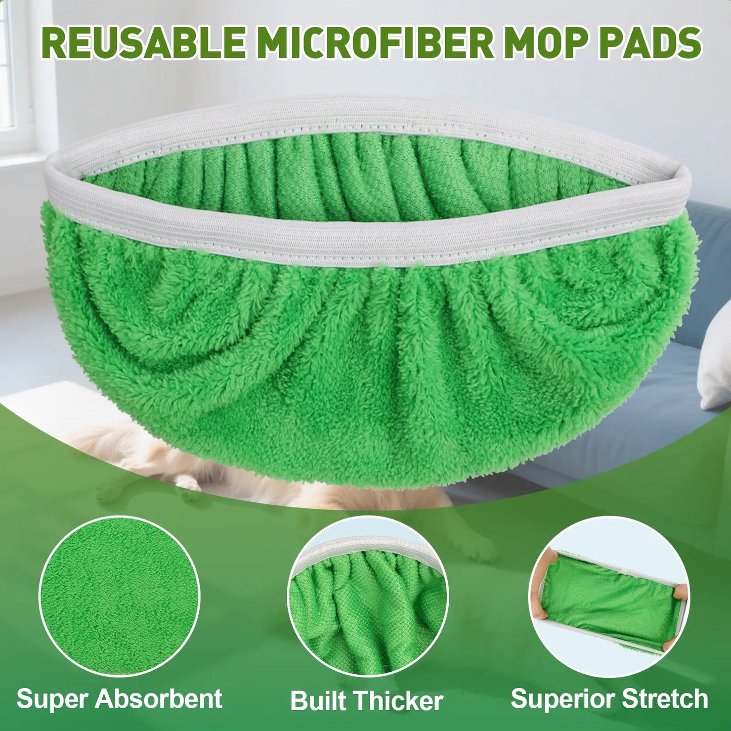 8-piece pack of reusable microfiber mop mats