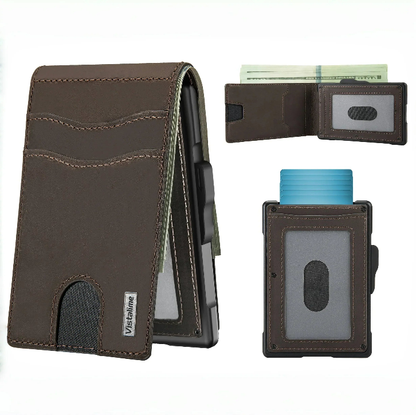 Men’s Minimalist Pop-Up Wallet, RFID Blocking Aluminum Slim Bifold.
