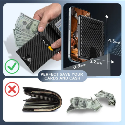 Men’s Minimalist Pop-Up Wallet, RFID Blocking Aluminum Slim Bifold.