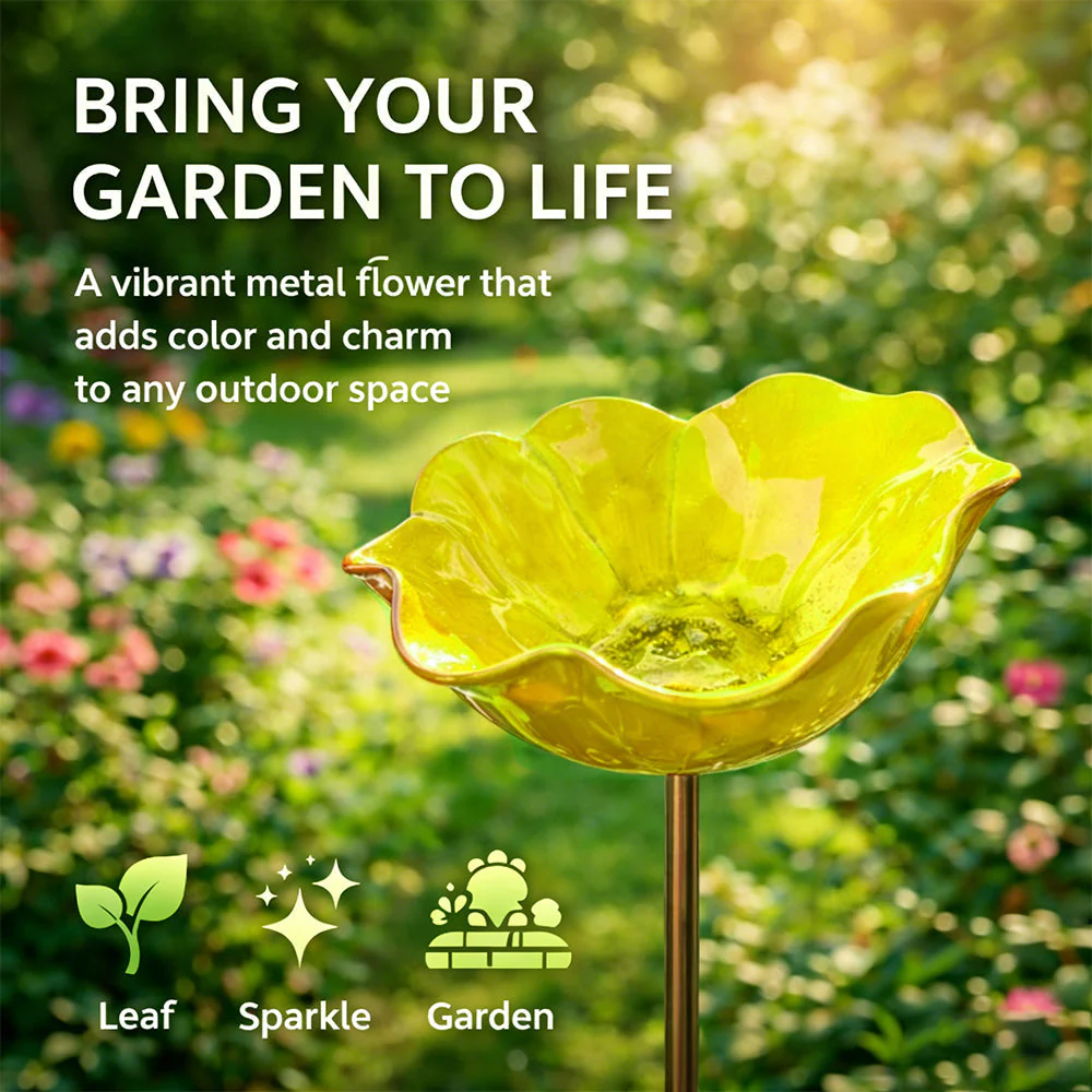 Wravion™ 🌟Last Day Promotion🎁Handmade Metal Flower Garden Stake Bird Bath
