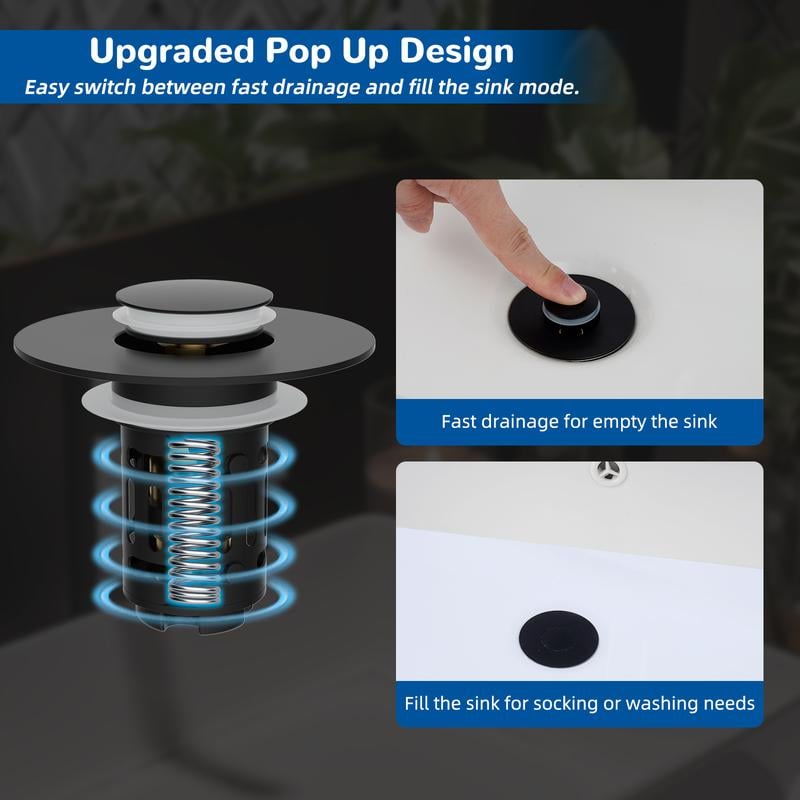 Upgraded 3 in 1 Bathroom Sink Drain Strainer