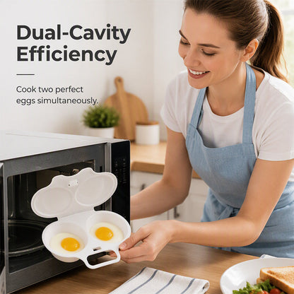 🔥2-Cavity Microwave Egg Poacher – Quick Oil-Free Egg Cooker for Easy Breakfasts