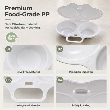 🔥2-Cavity Microwave Egg Poacher – Quick Oil-Free Egg Cooker for Easy Breakfasts